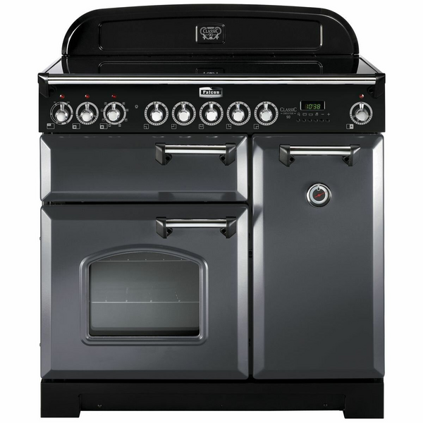 Falcon 90cm Classic Deluxe Freestanding Induction Oven/Stove Slate and Chrome CDL90EISLCH