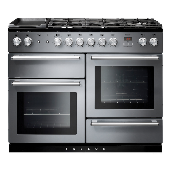 Falcon 110cm Nexus Freestanding Dual Fuel Oven/Stove Stainless Steel and Nickel NEX110DFSS-CH