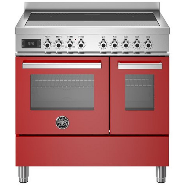 Bertazzoni Professional Series 90cm 5-Zone Induction Cooktop with Electric Double Oven Cooker Rosso PRO95I2EROT