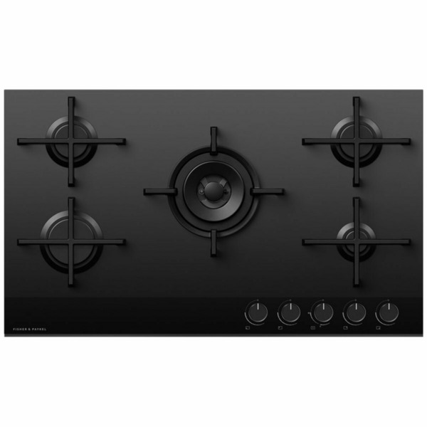 Fisher & Paykel Series 9 90cm LPG Gas Cooktop Black Glass CG905DLPGB4