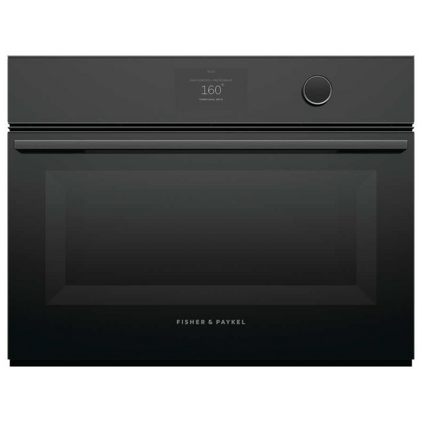 Fisher & Paykel Series 9 60cm Minimal Compact Combi-Microwave Oven Black Glass OM60NMTDB1