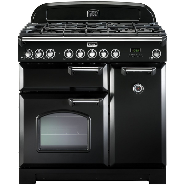 Falcon 90cm Classic Deluxe Freestanding Dual Fuel Oven/Stove Black and Chrome CDL90DFBL-CH