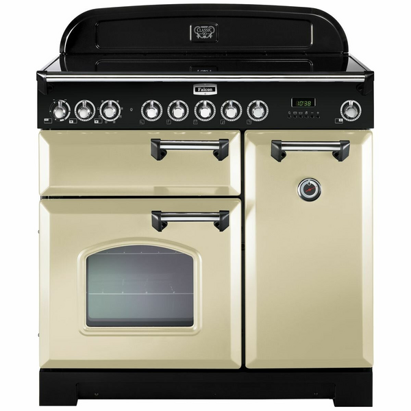 Falcon 90cm Classic Deluxe Freestanding Induction Oven/Stove Cream and Chrome CDL90EICRCH