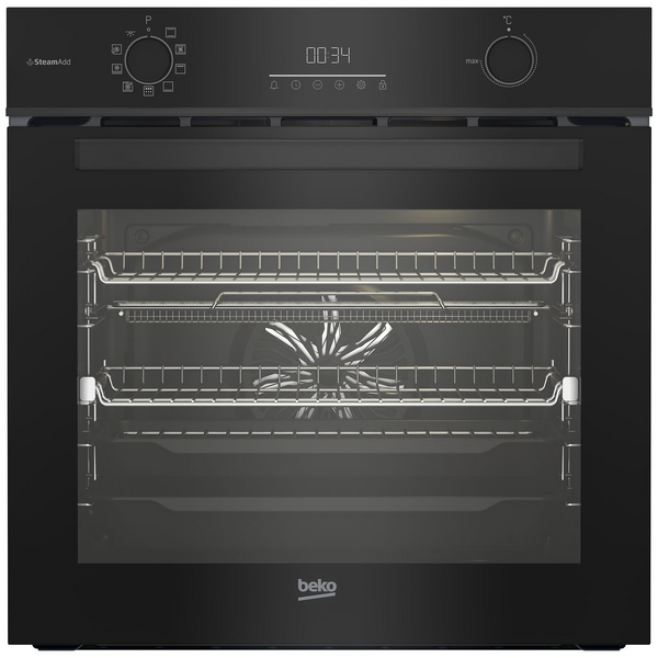 Beko 60cm Built-In Oven with Airfry-SteamAdd & Pyrolytic Cleaning Black BBO6851PDX1