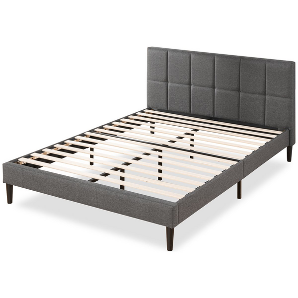 Zinus Leo Fabric Bed Frame Dark Grey Wooden Slats Double AU-FSPBO-D