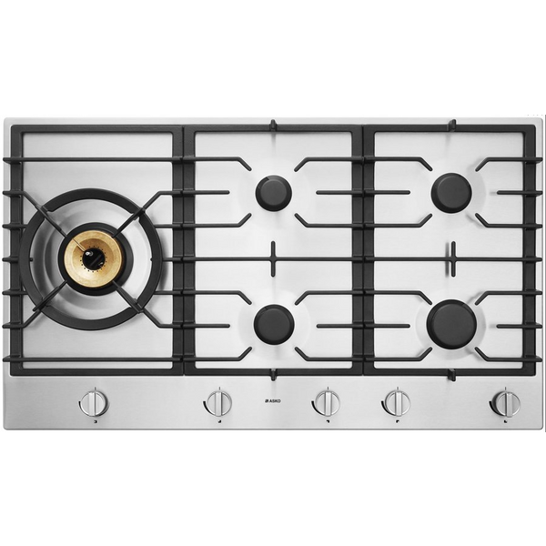ASKO 90cm Natural Gas Cooktop with Super Flex Wok Burner Stainless Steel HG1986SD