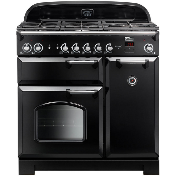 Falcon 90cm Classic Natural Gas Freestanding Oven/Stove Black and Chrome CLA90NGFBL-CH