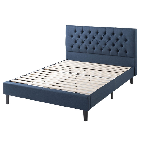 Zinus Harper Queen Upholstered Tufted Bed Frame Navy AU-FTTP-NV-Q