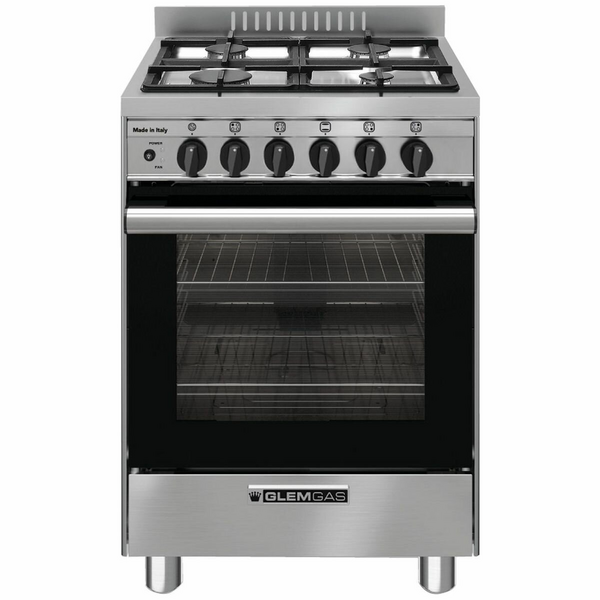 Glem Gas Glem 53cm Natural Gas Oven & Cooktop Freestanding Oven with Electric Grill Stainless Steel GB534GG