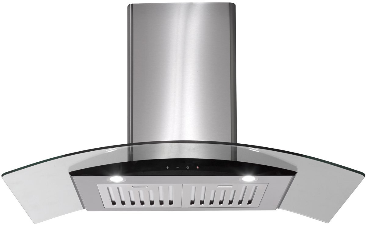 Euromaid 90cm Stainless Steel with Curve Glass Canopy Rangehood RGT9