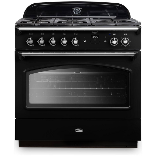 Falcon 90cm Classic FX Black-Chrome Dual Fuel Freestanding Oven CLA90FXDFBL-CH