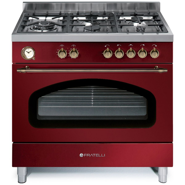 Fratelli 90cm Venezia Dual Fuel Freestanding Oven-Burgandy VE29650FEMBUR