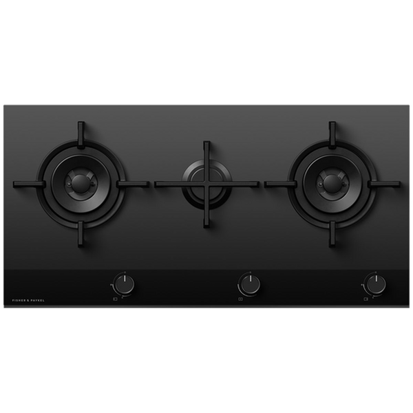 Fisher & Paykel Series 9 90cm Three Burner LPG Gas Cooktop Black Glass CG903DLPGB4