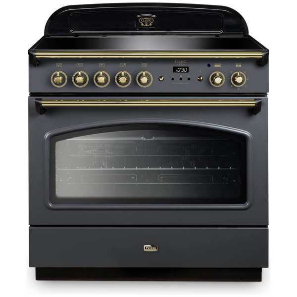 Falcon 90cm Classic FX Induction Freestanding Oven/Stove Slate and Brass CLA90FXEISL-BR
