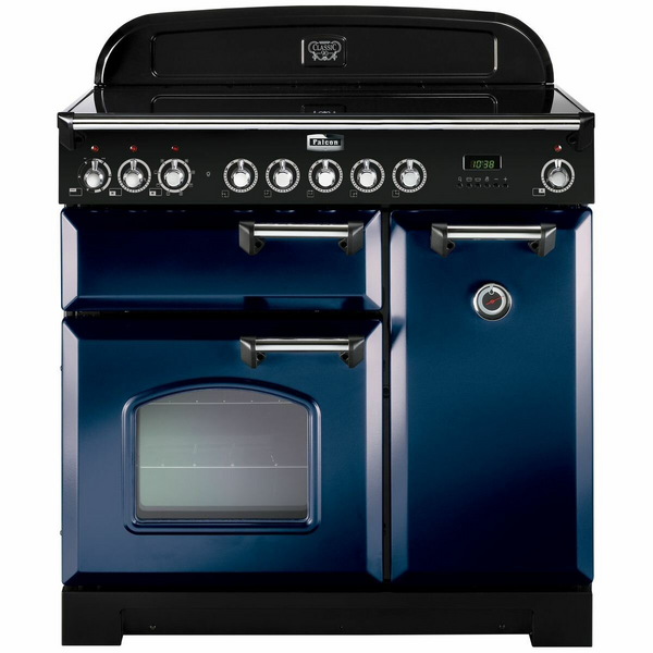 Falcon 90cm Classic Deluxe Freestanding Induction Oven/Stove Royal Blue and Chrome CDL90EIRBCH