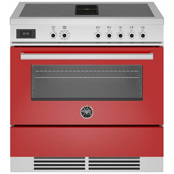 Bertazzoni 90cm Professional Airtec Red Induction Freestanding Oven with Integrated Downdraft PROCH94I1EROT