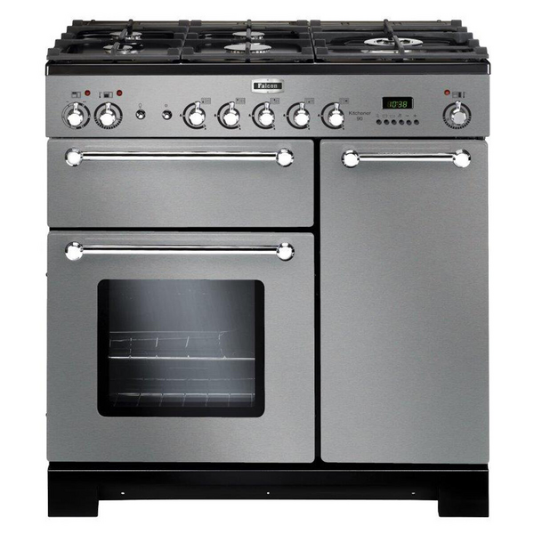 Falcon 90cm Kitchener Freestanding Dual Fuel Oven/Stove Stainless Steel and Chrome KCH90DFFSS-CH