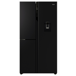 Haier 574L S+ Three Door Side by Side Fridge Non-Plumbed Water Dispenser Black HRF575XHC