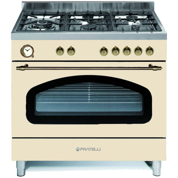 Fratelli 90cm Venezia Dual Fuel Freestanding Oven-Ivory VE29650FEMIVO