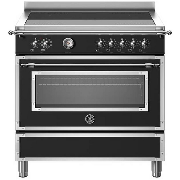 Bertazzoni 90cm Heritage Matte Black Induction Freestanding Oven HER95I1ENET