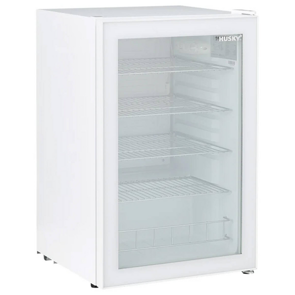 Husky 130L Anti-Condensate Glass Door Bar Fridge White HUS130HDWH
