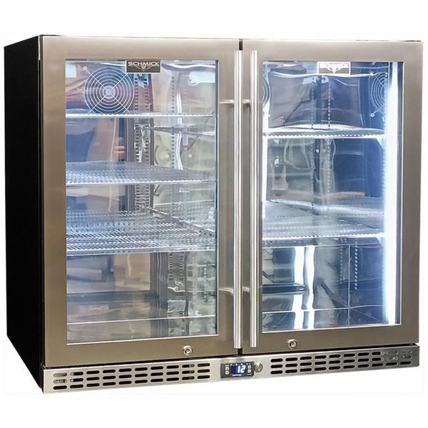 Schmick 233L Heated Glass Quiet Under Bench Stainless Steel Bar Fridge SK206-HD