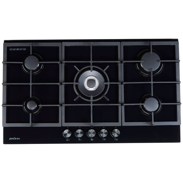 Brohn 90cm 5 Burners Tempered Glass Gas Cooktop BRGC-AGCP9053-D