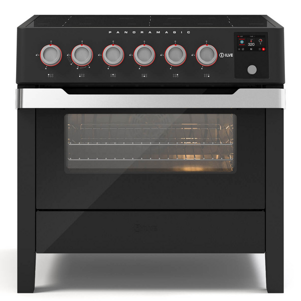 ILVE 90cm Panoramagic Induction Freestanding Oven Matte Black PMI09S3MK