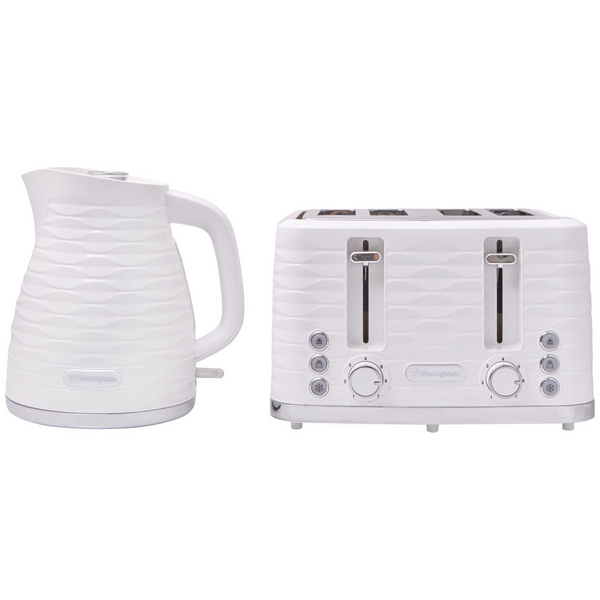 Westinghouse Kettle and Toaster Pack White 1.7L Kettle, 4 Slice Toaster WHKTPK14W
