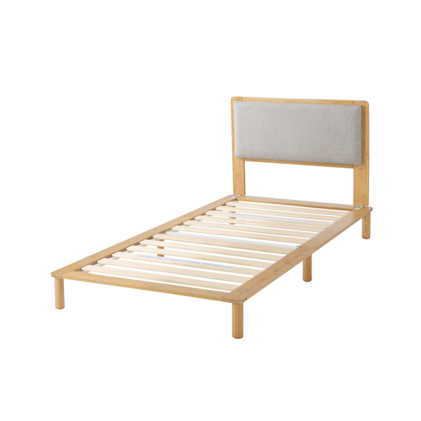 Zinus Arden King Single Bamboo Wood Bed Frame with Upholstered Headboard AU-FPWNH8ZC-08B