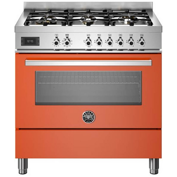Bertazzoni 90cm Professional Orange Dual Fuel Freestanding Oven PRO96L1EART