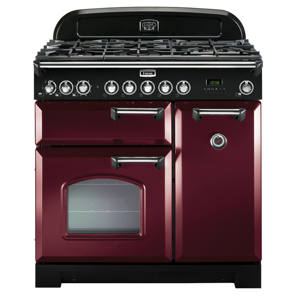 Falcon 90cm Classic Deluxe Freestanding Dual Fuel Oven/Stove Cranberry and Chrome CDL90DFCY-CH