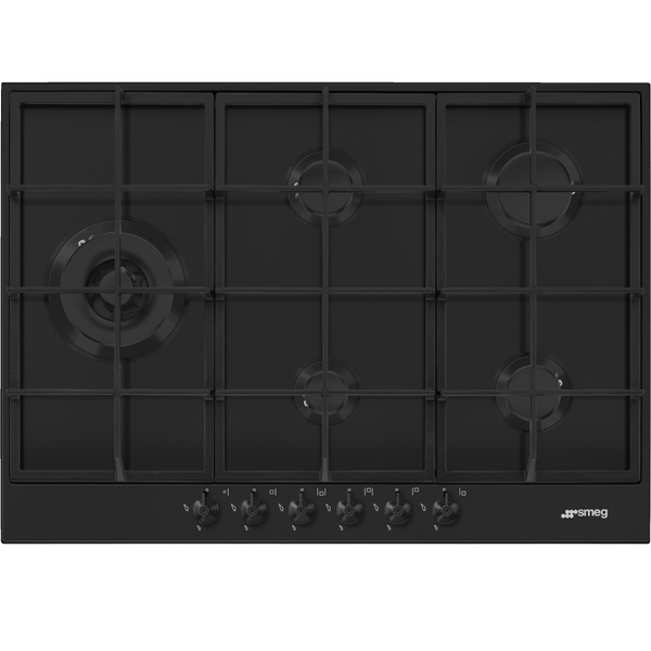 Smeg 72cm Classic 5 Burner Matte Black Gas Cooktop PX375LMBAU