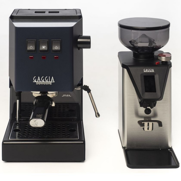 Gaggia Classic E24 Blue Coffee Machine & Coffee Grinder Package DMGNCEVOBLUEBUN