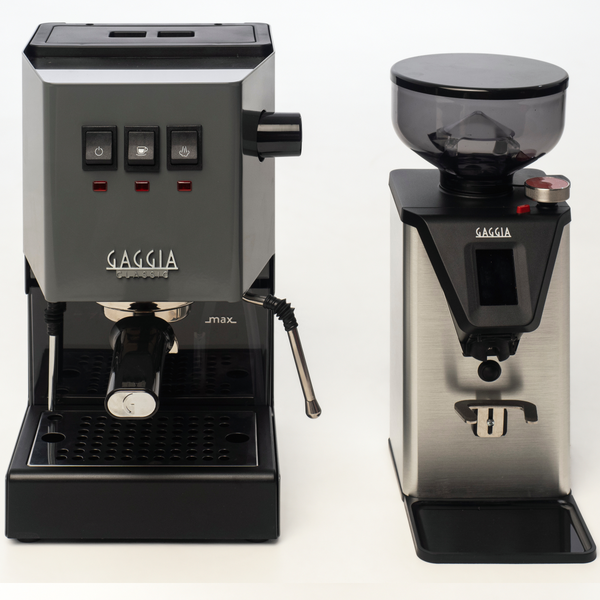 Gaggia Classic E24 Grey Coffee Machine & Coffee Grinder Package DMGNCEVOGREYBUN