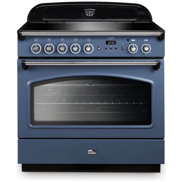 Falcon 90cm Classic FX Induction Freestanding Oven/Stove Stone Blue and Chrome CLA90FXEISB-CH