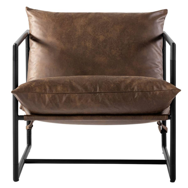 Zinus Aidan Sling Accent Chair Cognac Tan Brown AU-USHSL3ZC-31C