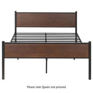 Zinus Queen Tucker Bed Frame Metal & Bamboo Wood Base Brown AU-FBOBH2-14Q