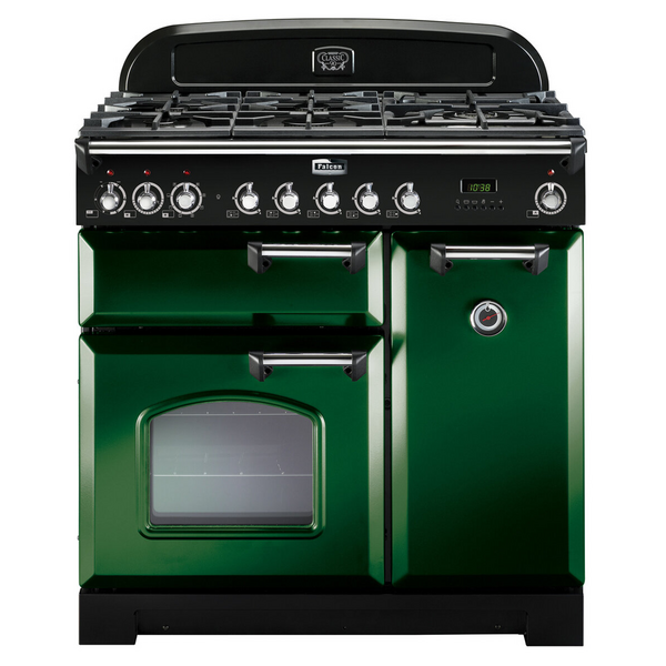 Falcon 90cm Classic Deluxe Freestanding Dual Fuel Oven/Stove Racing Green and Chrome CDL90DFRG-CH