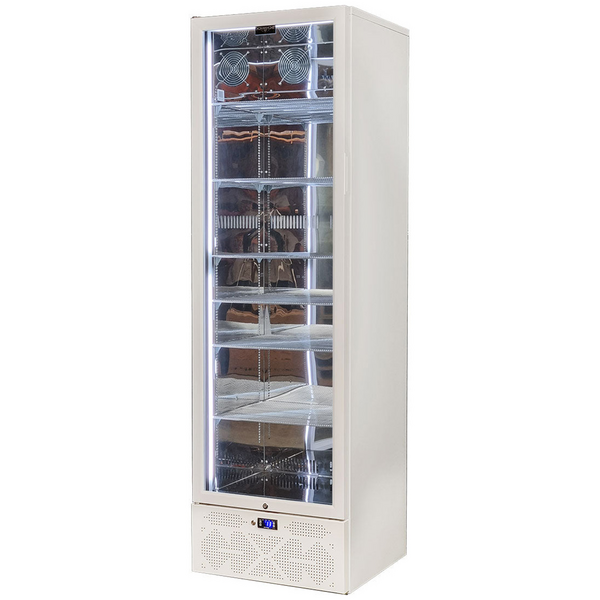 Schmick 398L Heated Glass Door Beverage Refrigerator White Left Hinge SK422L-W-HD