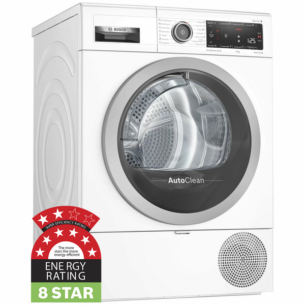 Bosch Series 8 9kg Heat Pump Tumble Dryer with Home Connect WTX88MH0AU