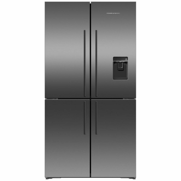 Fisher & Paykel Series 7 538L Quad Door Refrigerator with Ice and Water Black Stainless Steel RF605QDUVB2