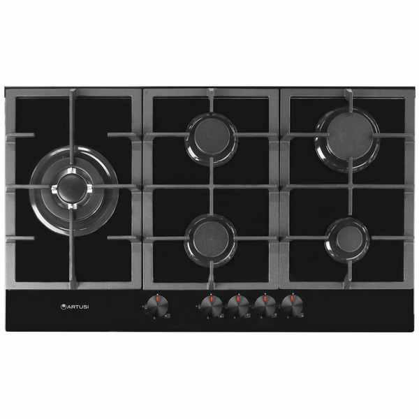Artusi 90cm Tempered Black Glass Cooktop CAGH9000B