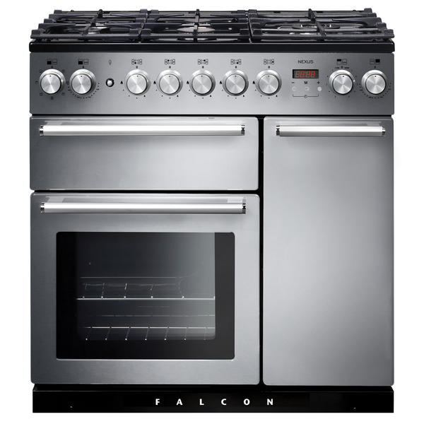 Falcon 90cm Nexus Freestanding Dual Fuel Oven/Stove Stainless Steel and Chrome NEX90DFSS-CH
