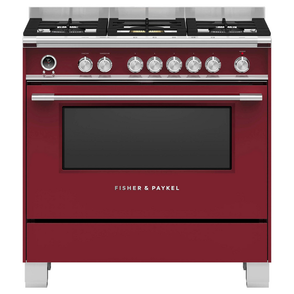 Fisher & Paykel Series 9 90cm Classic Freestanding Dual Fuel Pyrolytic Cooker Red OR90SCG6R1