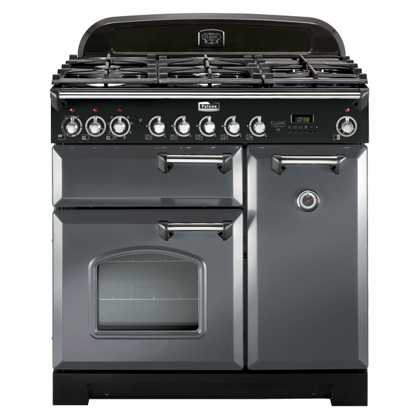 Falcon 90cm Classic Deluxe Freestanding Dual Fuel Oven/Stove Slate and Chrome CDL90DFSL-CH