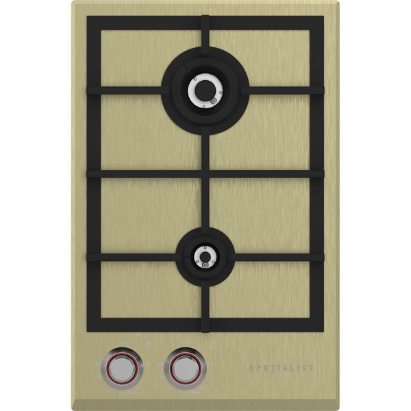 Spezialist 34cm 2 Burner LP Gas Stainless Steel Plate Brass Surface Cooktop S30342SPBBRLPG