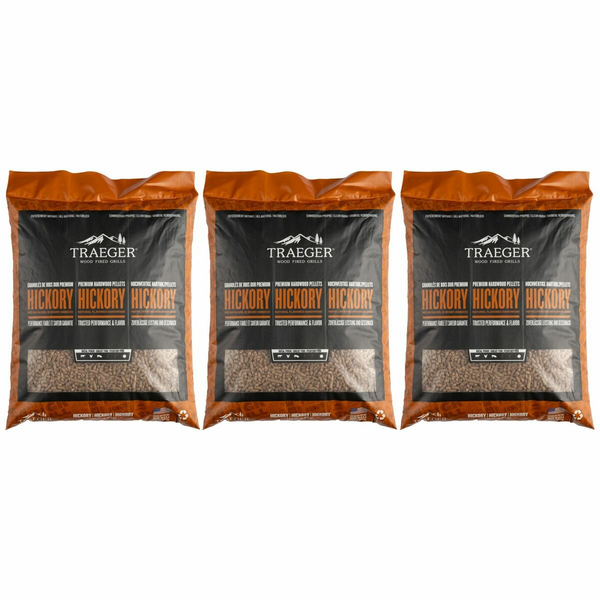 Traeger 3 x 9kg Hickory BBQ Wood Pellets 3 Packs PEL342-PACK