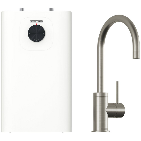 Stiebel Eltron SNU 10 PLUS with Gooseneck Nickel Mixer 208196