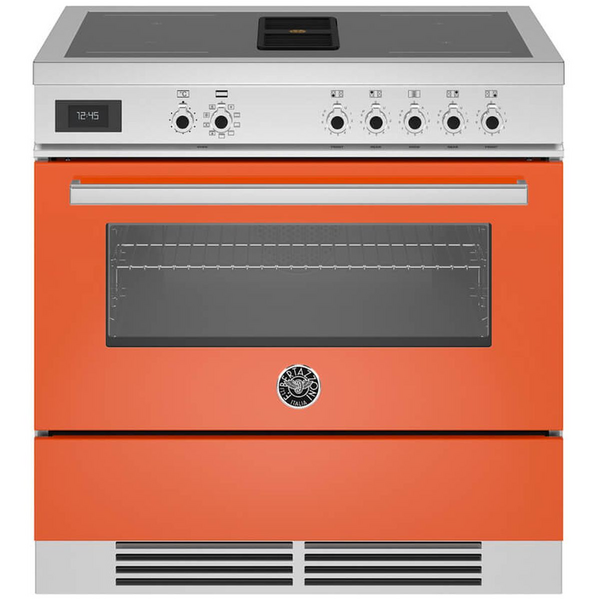 Bertazzoni 90cm Professional Airtec Orange Induction Freestanding Oven with Integrated Downdraft PROCH94I1EART
